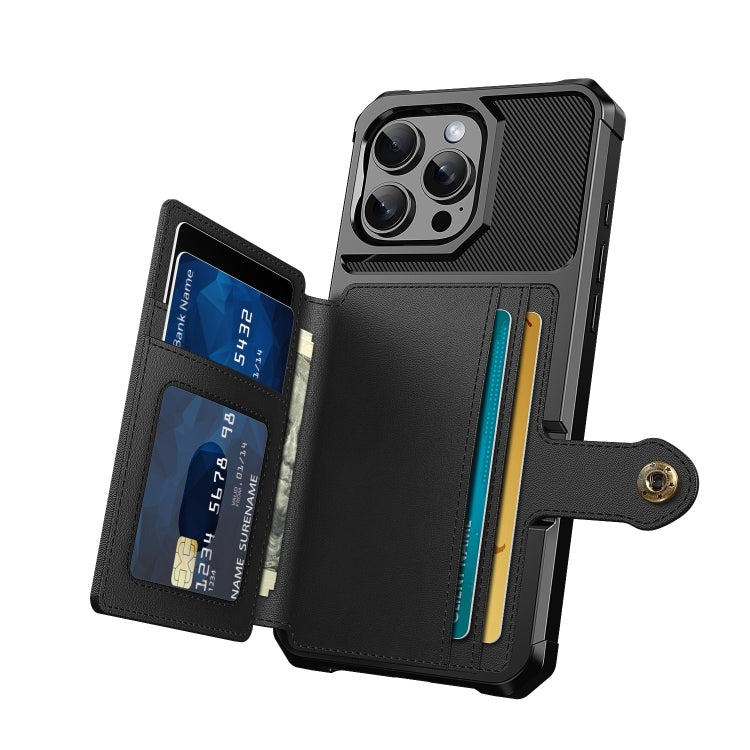 For iPhone 16 Pro Max Magnetic Wallet Card Bag Leather Phone Case(Black) - iPhone 16 Pro Max Cases by buy2fix | Online Shopping UK | buy2fix