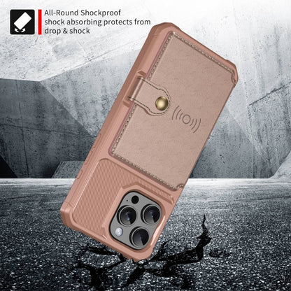 For iPhone 16 Pro Magnetic Wallet Card Bag Leather Phone Case(Rose Gold) - iPhone 16 Pro Cases by buy2fix | Online Shopping UK | buy2fix