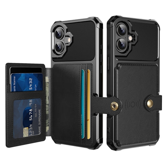 For iPhone 16 Plus Magnetic Wallet Card Bag Leather Phone Case(Black) - iPhone 16 Plus Cases by buy2fix | Online Shopping UK | buy2fix