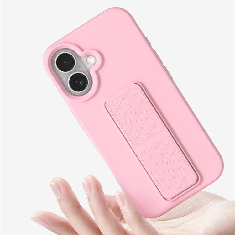 For iPhone 16 Liquid Silicone Holder Phone Case(Light Purple) - iPhone 16 Cases by buy2fix | Online Shopping UK | buy2fix