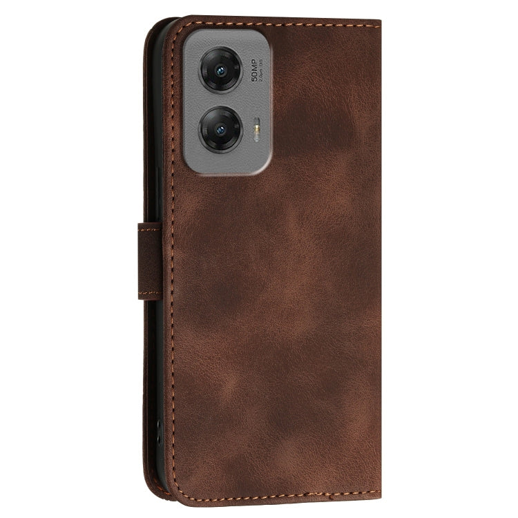 For Motorola Moto G Stylus 5G 2024 YX0080 Grid Butterfly Embossed Pattern Flip Leather Phone Case with Lanyard(Coffee) - Motorola Cases by buy2fix | Online Shopping UK | buy2fix