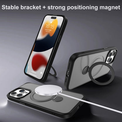 For iPhone 12 Pro 360 Degree Rotating MagSafe Magnetic Bracket Frosted Phone Case(Green) - iPhone 12 / 12 Pro Cases by buy2fix | Online Shopping UK | buy2fix