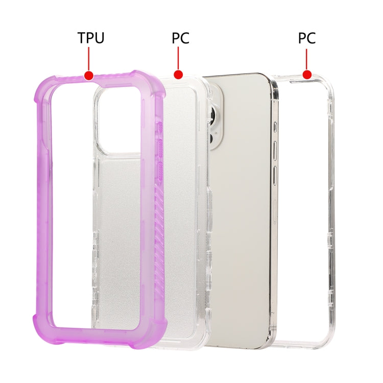 For iPhone 16 Plus Transparent Matte TPU Hybrid PC 3-in-1 Phone Case(Purple) - iPhone 16 Plus Cases by buy2fix | Online Shopping UK | buy2fix