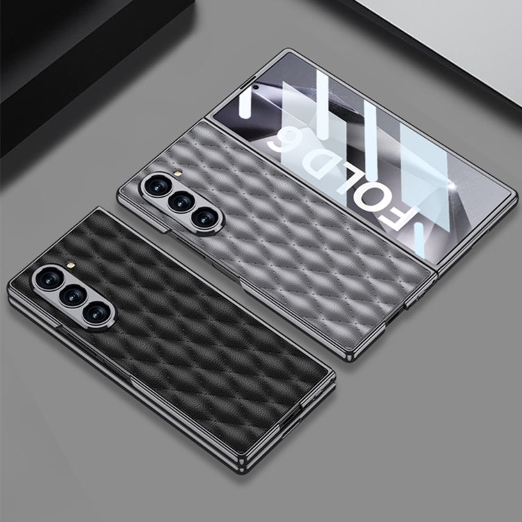 For Samsung Galaxy Z Fold6 GKK Integrated Plating Leather Rhombus Texture Full Coverage Phone Case(Grey) - Galaxy Z Fold6 5G Cases by GKK | Online Shopping UK | buy2fix