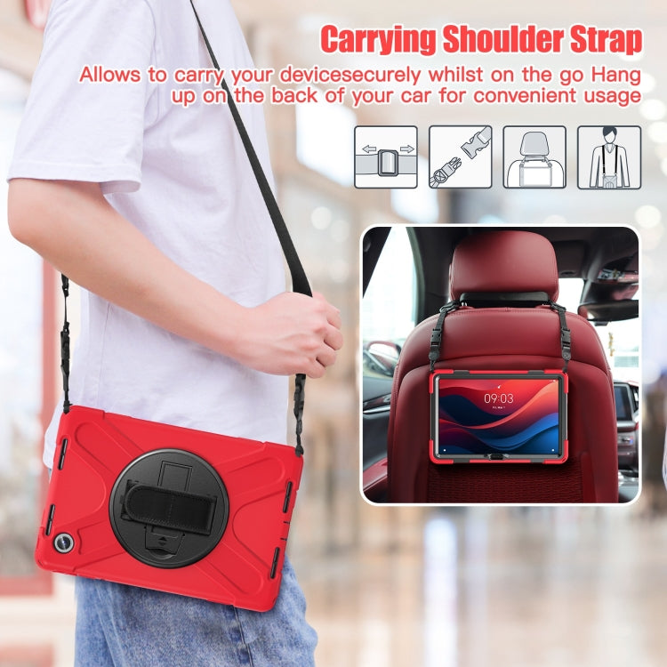 For Lenovo Tab M11 /Xiaomi Pad 11 2024 Rotatable Holder Silicone Hybrid PC Tablet Case with Shoulder Strap(Red) - Lenovo by buy2fix | Online Shopping UK | buy2fix