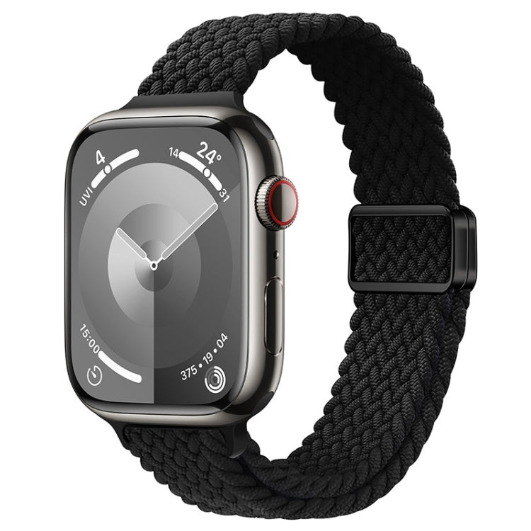 For Apple Watch Ultra 2 49mm Slim Magnetic Buckle Nylon Braided Watch Band(Black) - Watch Bands by buy2fix | Online Shopping UK | buy2fix