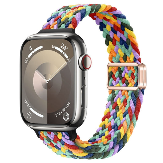 For Apple Watch Ultra 49mm Slim Magnetic Buckle Nylon Braided Watch Band(W Pattern Colorful) - Watch Bands by buy2fix | Online Shopping UK | buy2fix