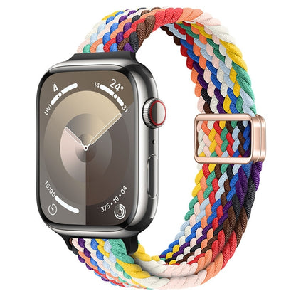 For Apple Watch Ultra 49mm Slim Magnetic Buckle Nylon Braided Watch Band(Rainbow) - Watch Bands by buy2fix | Online Shopping UK | buy2fix