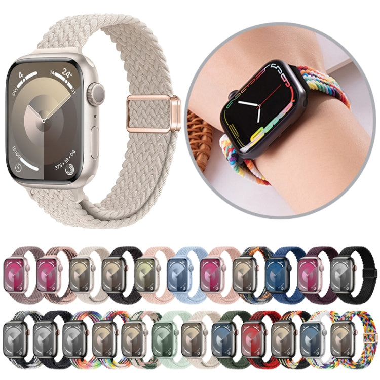 For Apple Watch Ultra 49mm Slim Magnetic Buckle Nylon Braided Watch Band(Radiant New Rainbow) - Watch Bands by buy2fix | Online Shopping UK | buy2fix