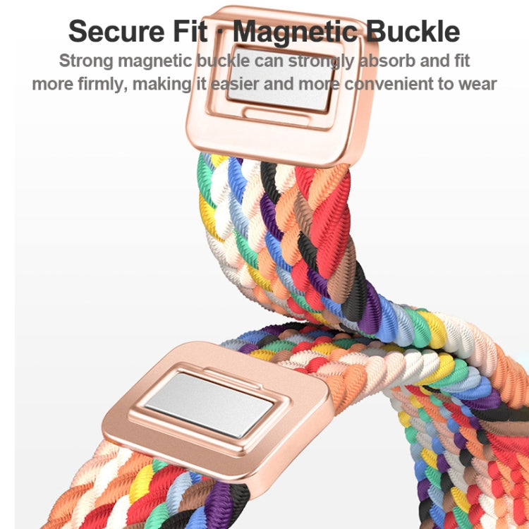 For Apple Watch Ultra 49mm Slim Magnetic Buckle Nylon Braided Watch Band(Radiant New Rainbow) - Watch Bands by buy2fix | Online Shopping UK | buy2fix