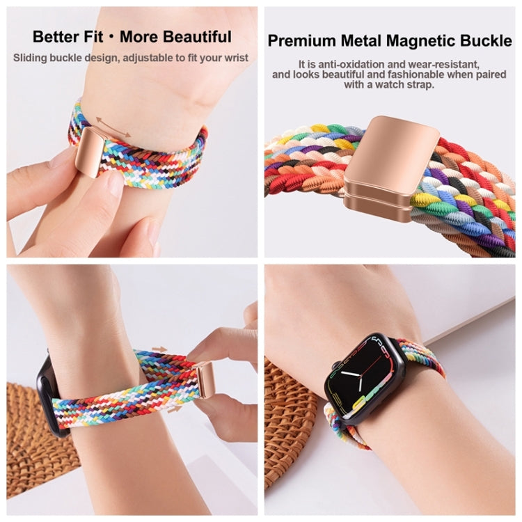 For Apple Watch Ultra 49mm Slim Magnetic Buckle Nylon Braided Watch Band(Radiant New Rainbow) - Watch Bands by buy2fix | Online Shopping UK | buy2fix