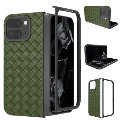 For Google Pixel 9 Pro Fold Black Frame Woven Texture PU Phone Case(Green) - Google Cases by buy2fix | Online Shopping UK | buy2fix