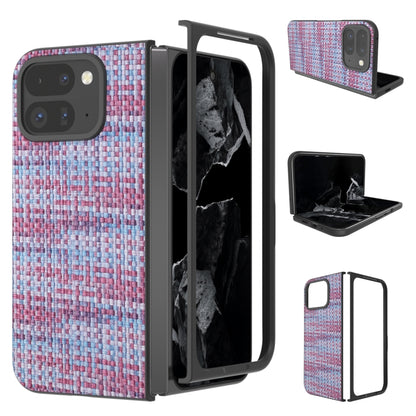 For Google Pixel 9 Pro Fold Black Frame Color Lattice Texture PU Phone Case(Purple) - Google Cases by buy2fix | Online Shopping UK | buy2fix