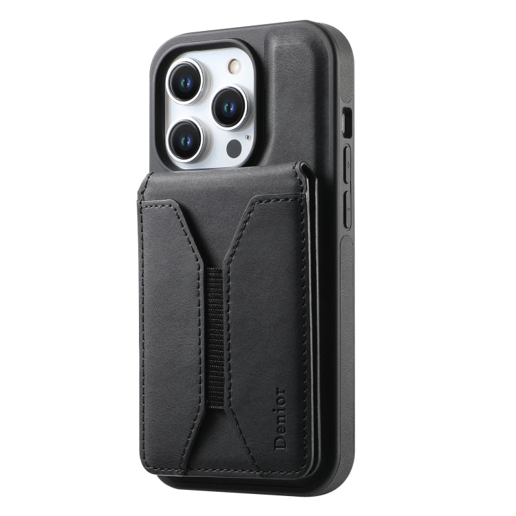 For iPhone 12 Pro Max Denior D17 Skin Feel MagSafe Detachable Card Slot Phone Case(Black) - iPhone 12 Pro Max Cases by Denior | Online Shopping UK | buy2fix