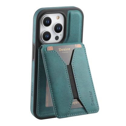 For iPhone 14 / 13 Denior D17 Skin Feel MagSafe Detachable Card Slot Phone Case(Blue) - iPhone 14 Cases by Denior | Online Shopping UK | buy2fix