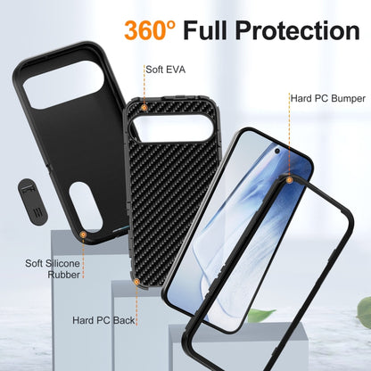 For Google Pixel 9 Rugged PC + Silicone Phone Case with Holder(Black) - Google Cases by buy2fix | Online Shopping UK | buy2fix