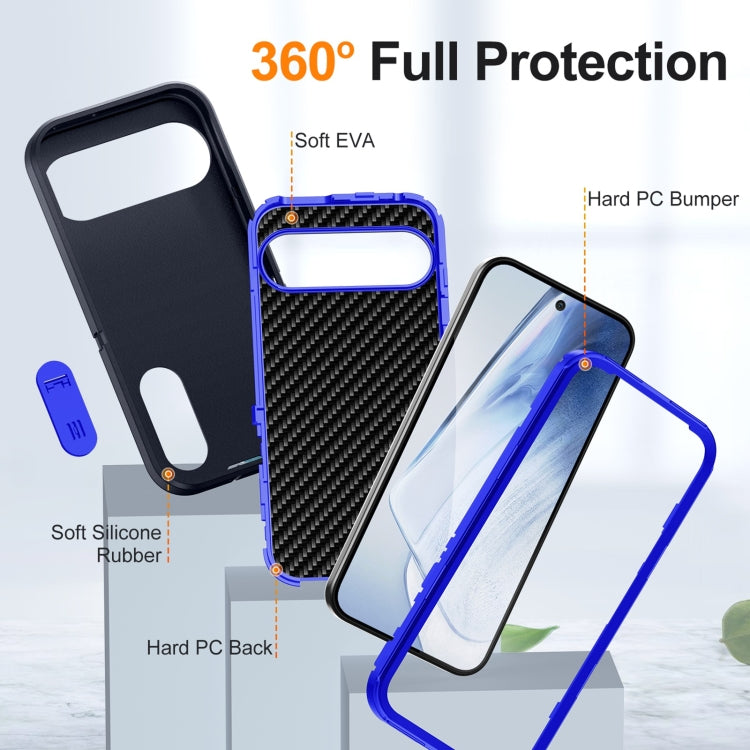 For Google Pixel 9 Rugged PC + Silicone Phone Case with Holder(Dark Blue+Royal Blue) - Google Cases by buy2fix | Online Shopping UK | buy2fix