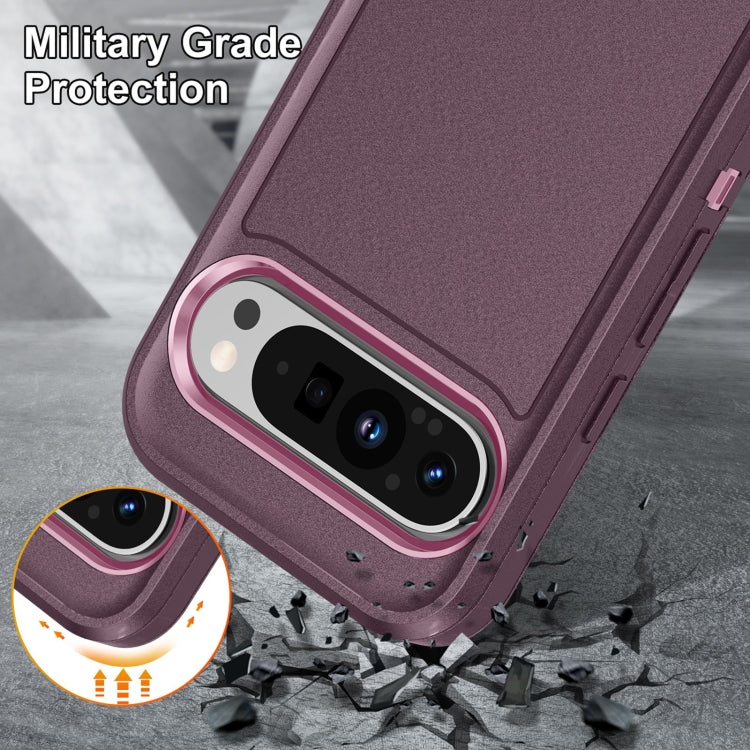 For Google Pixel 9 Rugged PC + Silicone Phone Case with Holder(Purple+Pink) - Google Cases by buy2fix | Online Shopping UK | buy2fix