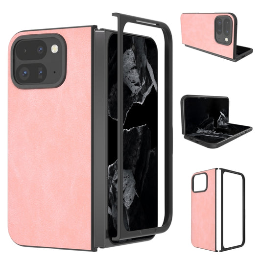 For Google Pixel 9 Pro Fold Black Frame PU Leather Full Coverage Phone Case(Pink) - Google Cases by buy2fix | Online Shopping UK | buy2fix