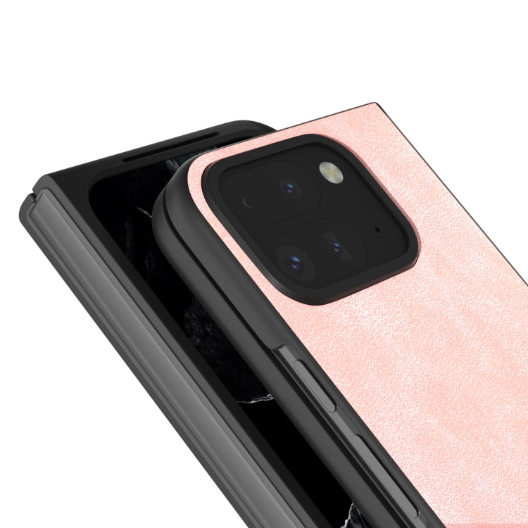 For Google Pixel 9 Pro Fold Black Frame PU Leather Full Coverage Phone Case(Pink) - Google Cases by buy2fix | Online Shopping UK | buy2fix