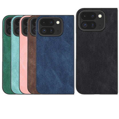 For Google Pixel 9 Pro Fold Black Frame PU Leather Full Coverage Phone Case(Blue) - Google Cases by buy2fix | Online Shopping UK | buy2fix