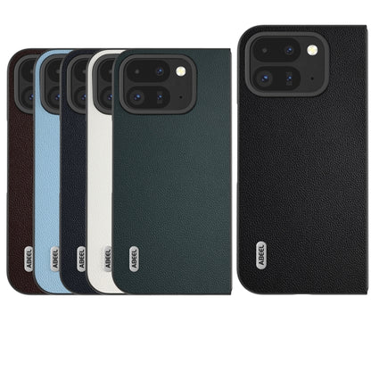 For Google Pixel 9 Pro Fold ABEEL Genuine Leather Elegant Black Edge Phone Case(Black) - Google Cases by buy2fix | Online Shopping UK | buy2fix