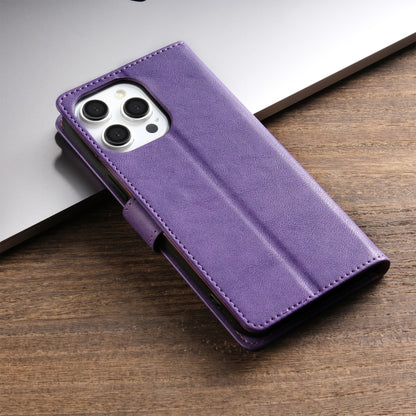 For iPhone 16 Pro N.BEKUS CSJ-P1 Solid Color Leather Phone Case(Purple) - iPhone 16 Pro Cases by N.BEKUS | Online Shopping UK | buy2fix