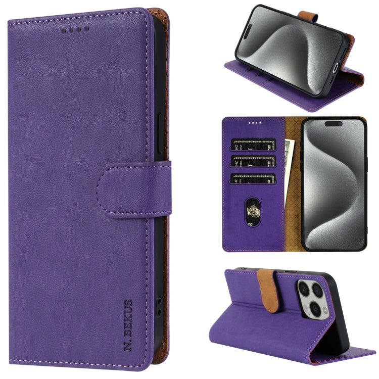 For iPhone SE 2024 N.BEKUS CSJ-P1 Solid Color Leather Phone Case(Purple) - More iPhone Cases by N.BEKUS | Online Shopping UK | buy2fix