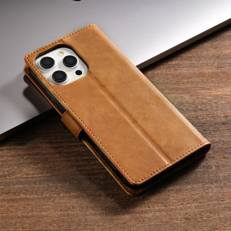 For iPhone 15 Pro Max N.BEKUS CSJ-P1 Solid Color Leather Phone Case(Brown) - iPhone 15 Pro Max Cases by N.BEKUS | Online Shopping UK | buy2fix