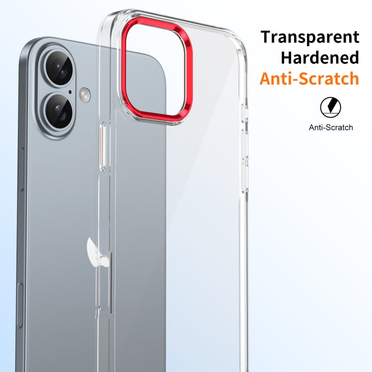 For iPhone 16 Ice Feel HD Transparent PC Full Coverage Phone Case(Red) - iPhone 16 Cases by buy2fix | Online Shopping UK | buy2fix