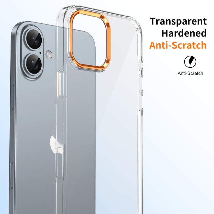 For iPhone 16 Plus Ice Feel HD Transparent PC Full Coverage Phone Case(Orange) - iPhone 16 Plus Cases by buy2fix | Online Shopping UK | buy2fix