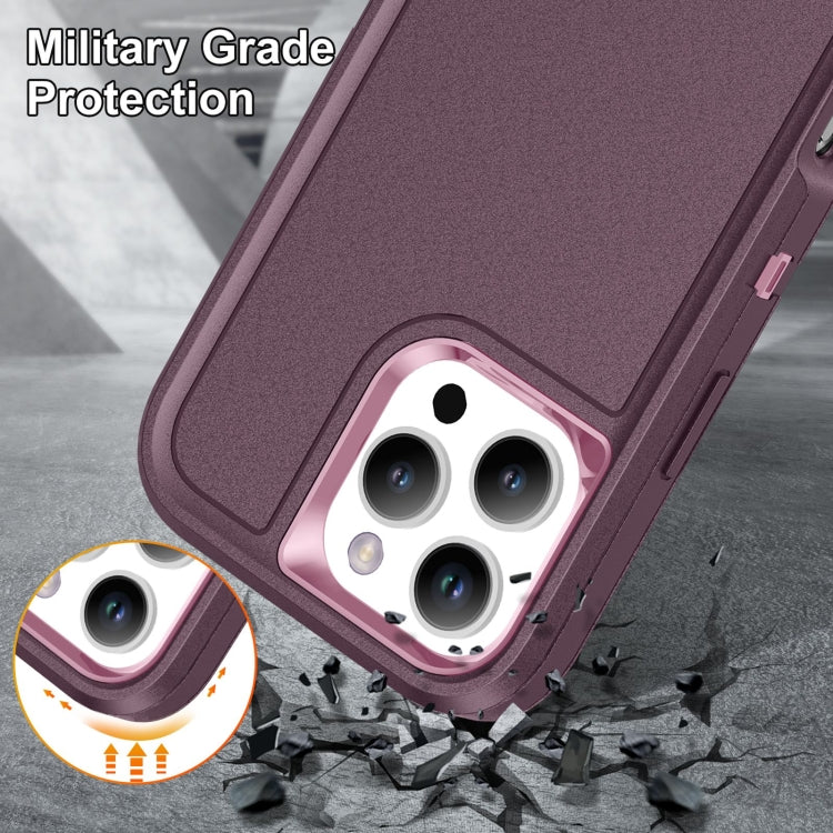 For iPhone 16 Pro Rugged PC + Silicone Phone Case with Holder(Purple+Pink) - iPhone 16 Pro Cases by buy2fix | Online Shopping UK | buy2fix