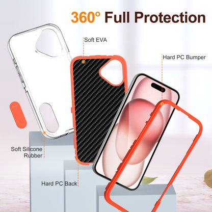 For iPhone 16 Plus Rugged PC + Silicone Phone Case with Holder(Transparent+Orange) - iPhone 16 Plus Cases by buy2fix | Online Shopping UK | buy2fix