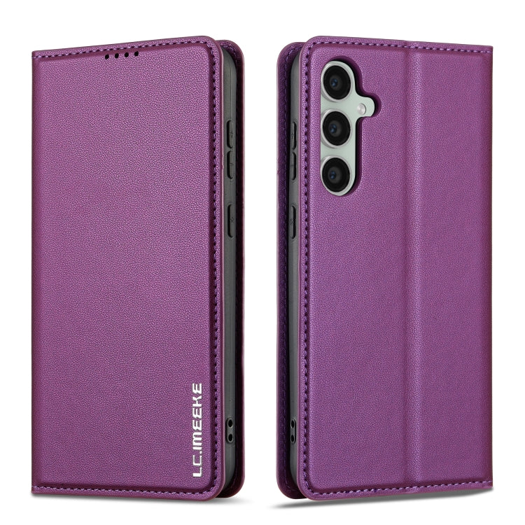 For Samsung Galaxy S23+ 5G LC.IMEEKE L1 Series Frosted Fine Texture PU Phone Case(Purple) - Galaxy S23+ 5G Cases by LC.IMEEKE | Online Shopping UK | buy2fix