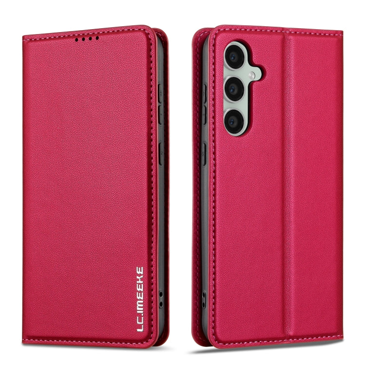 For Samsung Galaxy S24+ 5G LC.IMEEKE L1 Series Frosted Fine Texture PU Phone Case(Red) - Galaxy S24+ 5G Cases by LC.IMEEKE | Online Shopping UK | buy2fix