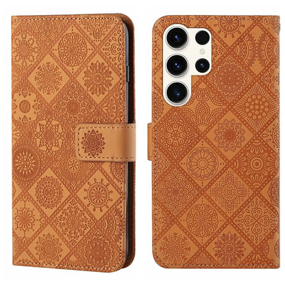 For Samsung Galaxy S25 Ultra 5G Ethnic Style Embossed Pattern Leather Phone Case(Brown) - Galaxy S25 Ultra 5G Cases by buy2fix | Online Shopping UK | buy2fix