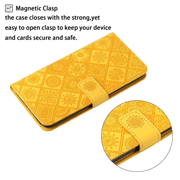 For Samsung Galaxy S25 Ultra 5G Ethnic Style Embossed Pattern Leather Phone Case(Yellow) - Galaxy S25 Ultra 5G Cases by buy2fix | Online Shopping UK | buy2fix