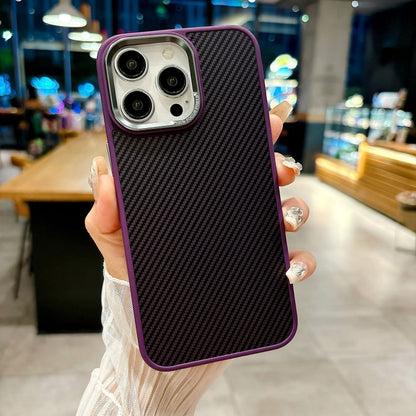 For iPhone 15 Pro Max Carbon Fiber Texture MagSafe Magnetic Shockproof Phone Case(Purple) - iPhone 15 Pro Max Cases by buy2fix | Online Shopping UK | buy2fix