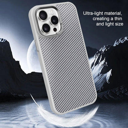 For iPhone 14 Pro Max Carbon Fiber Texture MagSafe Magnetic Shockproof Phone Case(Grey) - iPhone 14 Pro Max Cases by buy2fix | Online Shopping UK | buy2fix