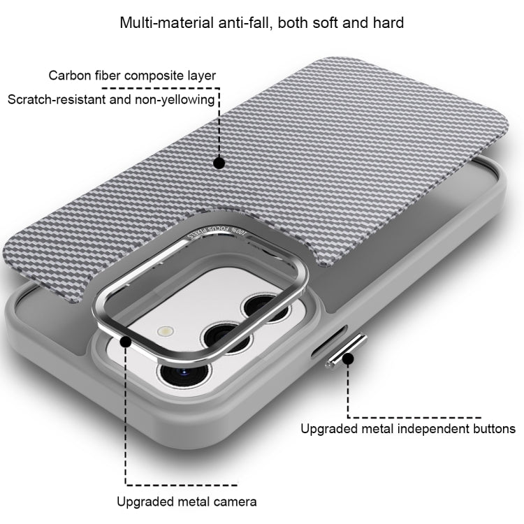 For Samsung Galaxy S24 5G Carbon Fiber Texture MagSafe Magnetic Shockproof Phone Case(Grey) - Galaxy S24 5G Cases by buy2fix | Online Shopping UK | buy2fix