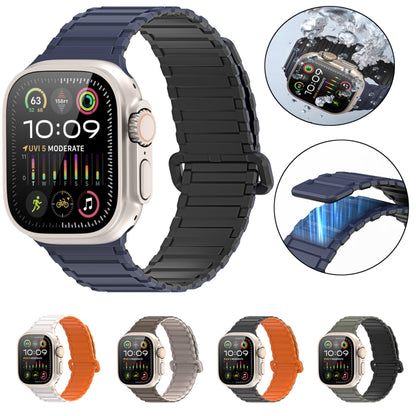 For Apple Watch Series 3 42mm DUX DUCIS KJ Series Magnetic Buckle Silicone Watch Band(Black Blue) - Watch Bands by DUX DUCIS | Online Shopping UK | buy2fix