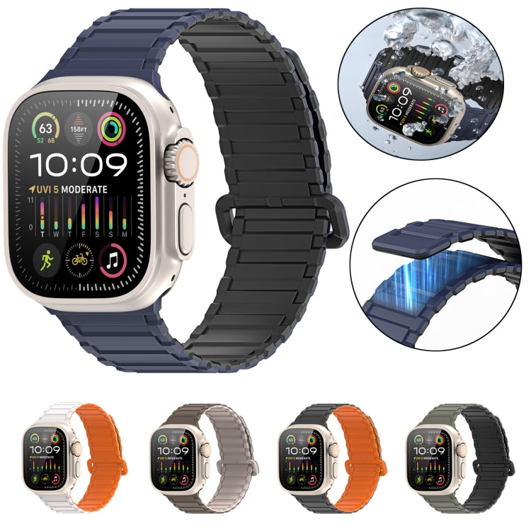 For Apple Watch Series 5 44mm DUX DUCIS KJ Series Magnetic Buckle Silicone Watch Band(Black Blue) - Watch Bands by DUX DUCIS | Online Shopping UK | buy2fix