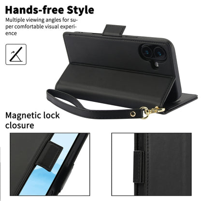 For iPhone 16 Plus Side Buckle RFID Anti-theft Leather Phone Case(Black) - iPhone 16 Plus Cases by buy2fix | Online Shopping UK | buy2fix