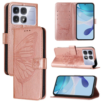 For Redmi K70 Ultra 5G Global Embossed Butterfly Leather Phone Case(Rose Gold) - Xiaomi Cases by buy2fix | Online Shopping UK | buy2fix