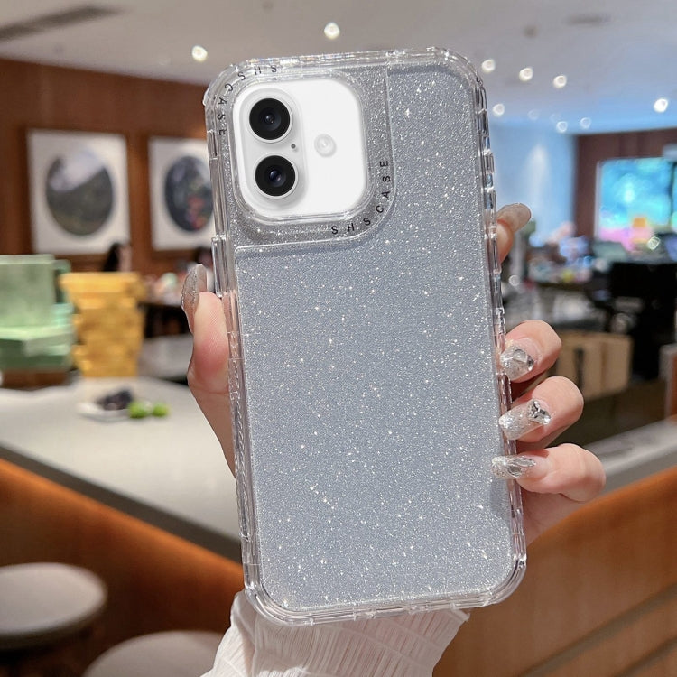 For iPhone 16 Plus TPU + PC + Glitter Paper Full Coverage Phone Case(Silver) - iPhone 16 Plus Cases by buy2fix | Online Shopping UK | buy2fix