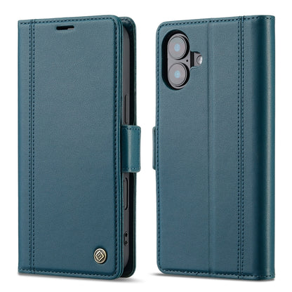 For iPhone 16 LC.IMEEKE Skin-friendly Card Slots Leather Phone Case(Blue) - iPhone 16 Cases by LC.IMEEKE | Online Shopping UK | buy2fix