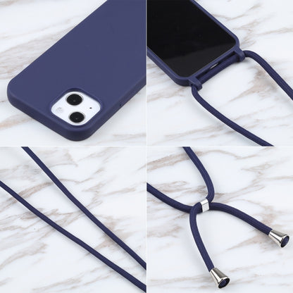 For iPhone 16 Plus Candy Colors TPU Protective Phone Case with Lanyard(Dark Blue) - iPhone 16 Plus Cases by buy2fix | Online Shopping UK | buy2fix