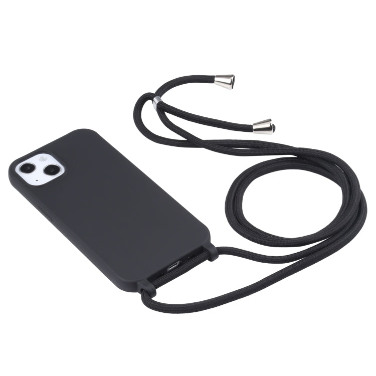 For iPhone 16 Plus Candy Colors TPU Protective Phone Case with Lanyard(Black) - iPhone 16 Plus Cases by buy2fix | Online Shopping UK | buy2fix