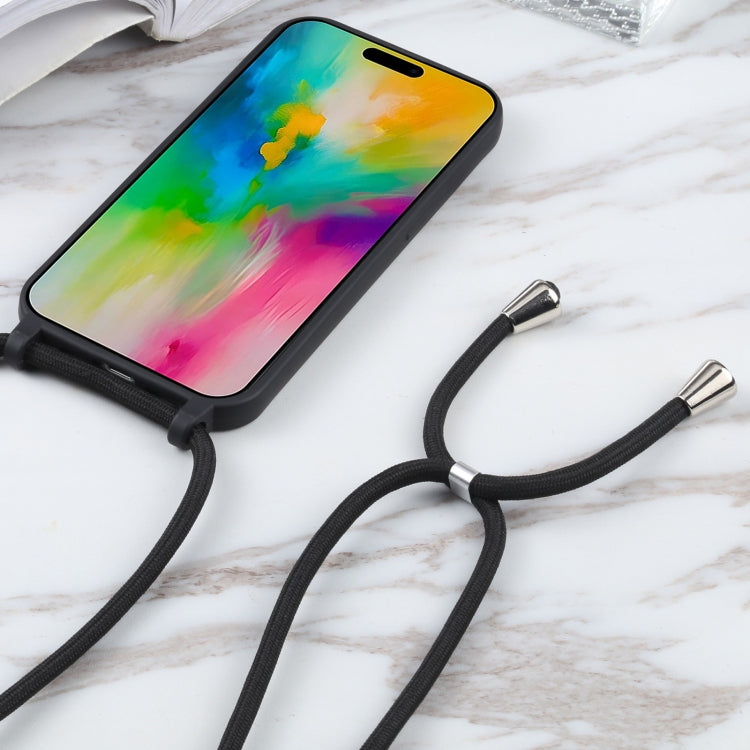 For iPhone 16 Plus Candy Colors TPU Protective Phone Case with Lanyard(Black) - iPhone 16 Plus Cases by buy2fix | Online Shopping UK | buy2fix