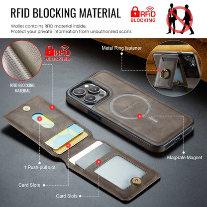 For iPhone 15 Pro DG.MING K1 MagSafe Detachable Wallet RFID Back Cover Phone Case(Coffee) - iPhone 15 Pro Cases by DG.MING | Online Shopping UK | buy2fix